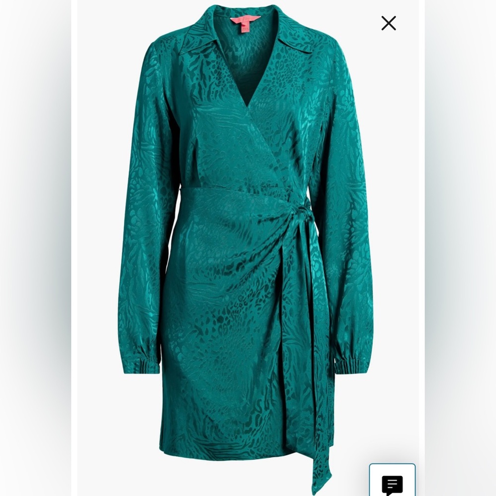 NWT size 4 Lilly Pulitzer Nicolina Animal Jacquard Long Sleeve Wrap Dress
